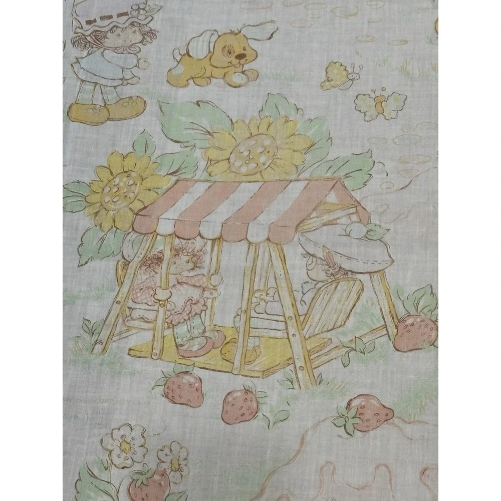 Vintage Strawberry Shortcake Twin Flat Sheet